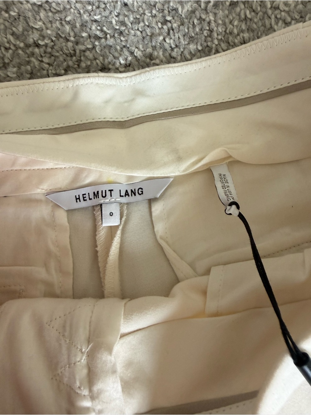 Helmut Lang Cream Wide-Leg High-Rise Trousers - Picture 4 of 5